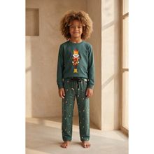 Bony Socks Erkek Çocuk Dear Santa Kurşun Asker Desenli Pijama Takımı Yeşil - 4 - 5 Yaş