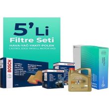 Bosch Audi A5 2.0 Dizel Castrol Motor Yağlı 2008-2017 5'li Filtre Bakım Seti