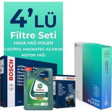 Bosch Citroen C4 1.4 Benzinli Castrol Motor Yağlı 2004-2010 4'lü Filtre Bakım Seti