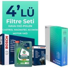 Bosch Citroen C4 1.6 Benzinli Castrol Motor Yağlı 2004-2011 4'lü Filtre Bakım Seti