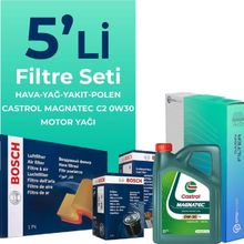 Bosch Citroen Jumper 2.0 Blue HDi Dizel Castrol Motor Yağlı 2015-2020 5'li Filtre Bakım Seti