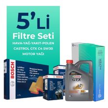 Bosch Dacia Dokker 1.5 Dizel Castrol Motor Yağlı 2012-2019 5'li Filtre Bakım Seti