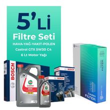 Bosch Dacia Sandero 1.5 Blue DCI Dizel Castrol Motor Yağlı 2018-2021 5'li Filtre Bakım Seti