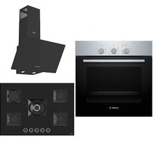 Bosch & Ferre Large Apiralla D086 - HBF011BR0T - SS035 Siyah 3'lü Ankastre Set