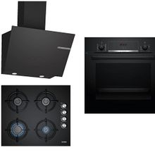 Bosch HBF514BB1T - POP6C6O10O - DWK66PJ60T Siyah 3'lü Ankastre Set