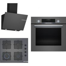 Bosch HBF534EH3T - POP6C9P30O - DWK66PJ70T Gri 3'lü Ankastre Set