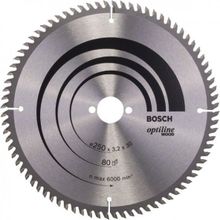 Bosch Optiline Wood Ahşap 250 mm 80 Diş Elmas Daire Testere Bıçağı