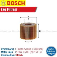 Bosch Toyota Avensis 1.6 2009 2016 Filtre Bakım Seti