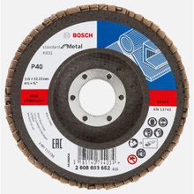 Bosch X431 115 mm 40 Kum Standard Seri Metal için Alüminyum Oksit Flap Zımpara Diski