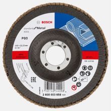 Bosch X431 125 mm 80 Kum Standard Seri Metal için Alüminyum Oksit Flap Zımpara Diski