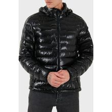 Boss 50548790 001 Kapitoneli Regular Fit Kapüşonlu Su İtici Siyah Parlak Şişme Erkek Mont