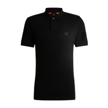 Boss Passenger Siyah 1 Slim-Fit Streç Pamuk Logo Yamalı Polo Erkek T-shirt