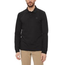 Boss Passerby Siyah 1 Slim-Fit Streç Pamuk Logo Yamalı Uzun Kollu Polo Erkek T-shirt