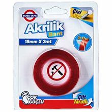 Boss Tape 18 mm x 2 m Çok Güçlü Çift Taraflı Montaj Bandı