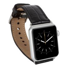 Bouletta 42-44-45 mm Kroko Siyah Apple Watch Uyumlu Deri Kordon