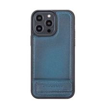 Bouletta BRN4EF Apple iPhone 14 Pro Max Deri Standlı Mavi Cep Telefonu Arka Kapak