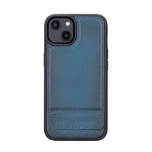 Bouletta BRN4EF Apple iPhone 14 Uyumlu Deri Standlı Mavi Cep Telefonu Arka Kapak