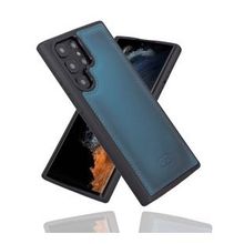 Bouletta BRN4EF Mavi Samsung Galaxy S22 Ultra Uyumlu Deri Arka Kapak