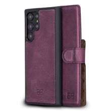 Bouletta CZ7 Mor Samsung Galaxy S22 Ultra Uyumlu Deri Cüzdanlı Kılıf