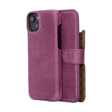 Bouletta F360 CZ7 Apple iPhone 14 Deri Cüzdanlı Mor Cep Telefonu Kılıfı