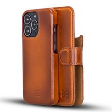 Bouletta F360 RST2EF Taba Apple iPhone 13 Pro Uyumlu Deri Cüzdanlı Kılıf