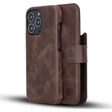 Bouletta F360 TN3 Kahverengi Apple iPhone 13 Pro Max Uyumlu Deri Cüzdanlı Kılıf