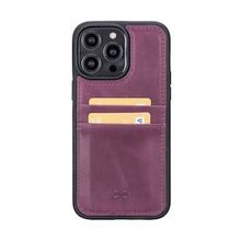 Bouletta FXCP CZ7 Apple iPhone 14 Pro Max Deri Mor Cep Telefonu Arka Kapak