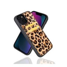 Bouletta FXCP LE01N Apple iPhone 14 Uyumlu Deri Leopar Desen Cep Telefonu Arka Kapak