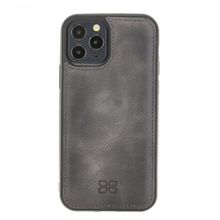 Bouletta TN18EF Gri Apple iPhone 12 Pro Max Uyumlu Deri Arka Kapak