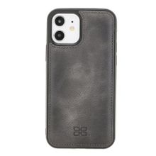 Bouletta TN18EF Gri Apple iPhone 12 Uyumlu Deri Arka Kapak