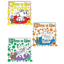 Boya ve Eğlen Serisi Sarı Turuncu ve Yeşil Kitap Seti - Parıltı Yayıncılık