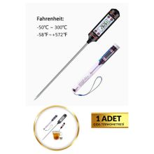 BRE HOME Dijital Gıda Termometresi -50°C +300°C Paslanmaz Çelik Prob, LCD Ekranlı Mutfak Et Termometresi