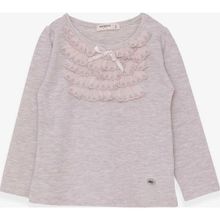 Breeze Bej 3-8 Yaş Uzun Kollu Güpürlü Fiyonklu Kız Çocuk T-shirt