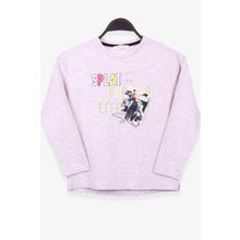 Breeze Bej Melanj 8-14 Yaş Uzun Kollu Baskılı Taşlı Kız Çocuk T-shirt
