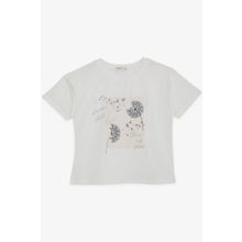 Breeze Çiçek Baskılı Ekru Kız Çocuk Tişört