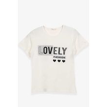 Breeze Ekru 9-16 Yaş Kız Çocuk Yazı Baskılı T-shirt