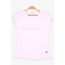 Breeze Güpürlü Kolları Lastikli Ekru 3-8 Yaş Kız Çocuk Tişört