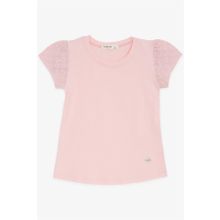 Breeze Pudra 3-8 Yaş Kolları Fistolu Kız Çocuk T-shirt