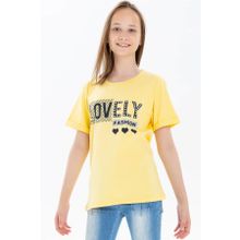 Breeze Sarı 9-16 Yaş Yazı Baskılı Kız Çocuk T-shirt