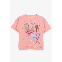 Breeze Somon 9-16 Yaş Kalpli Simli Baskılı Kız Çocuk T-shirt