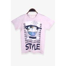 Breeze Tatil Temalı Bej Melanj 8-14 Yaş Erkek Çocuk T-shirt