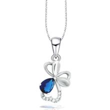 Brezza Lusso Diamond Serisi Safir Damla Kalp Çiçek Gümüş Kadın Kolye