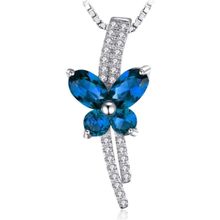 Brezza Lusso Safir Taşlı Işıltılı Diamond Fiyonk Kelebek Kadın Gümüş Kolye
