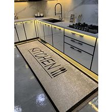 Brillant 130x230 cm Kahverengi Baiter Model Lateks Deri Taban Saçaklı Mutfak Halısı