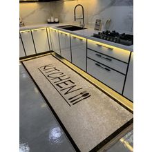Brillant 50x100 cm Kahverengi Baiter Model Lateks Deri Taban Saçaklı Mutfak Halısı