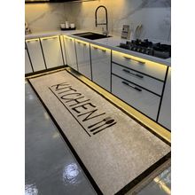 Brillant 80x200 cm Kahverengi Baiter Model Lateks Deri Taban Saçaklı Mutfak Halısı