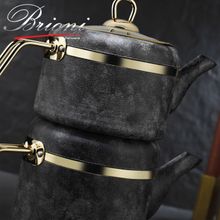 Brioni Royal Stone Kumtaşı Altın Siyah Çaydanlık Takımı
