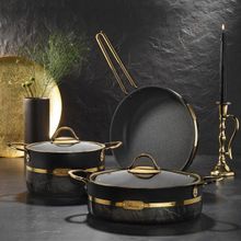 Brioni Selection 24 cm Granit Basık Siyah Tencere