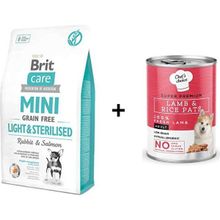 Brit Care 2 kg Mini Light Kısırlaştırılmış Küçük Irk Tavşanlı Köpek Maması + 400 gr Chefs Choice Kuzulu Pirinçli Ezme Yetişkin Köpek Konseve Maması