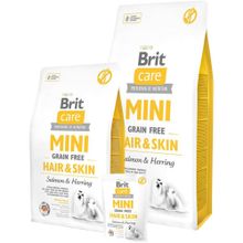 Brit Care 7 kg Grain-Free Tahılsız Somonlu ve Ringa Balıklı Hair & Skin Mini Irk Yetişkin Köpek Kuru Maması